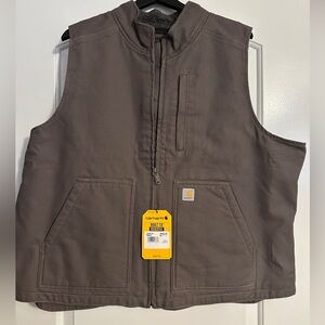 Carhartt Washed Duck Sherpa-Lined Vest in Brown